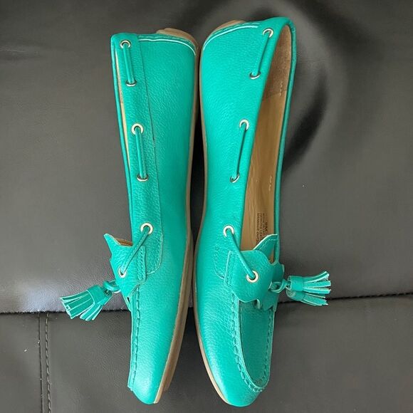 Talbots leather Turquoise Tassel Loafers /Driving Shoes SZ 8 - Picture 2 of 11